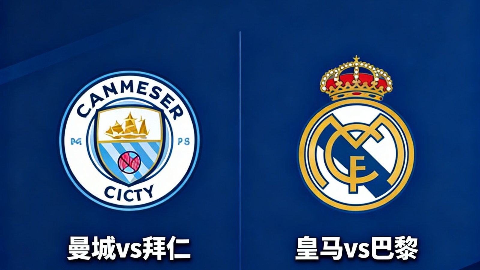 欧冠四分之一决赛抽签结果：曼城vs拜仁，皇马vs巴黎
